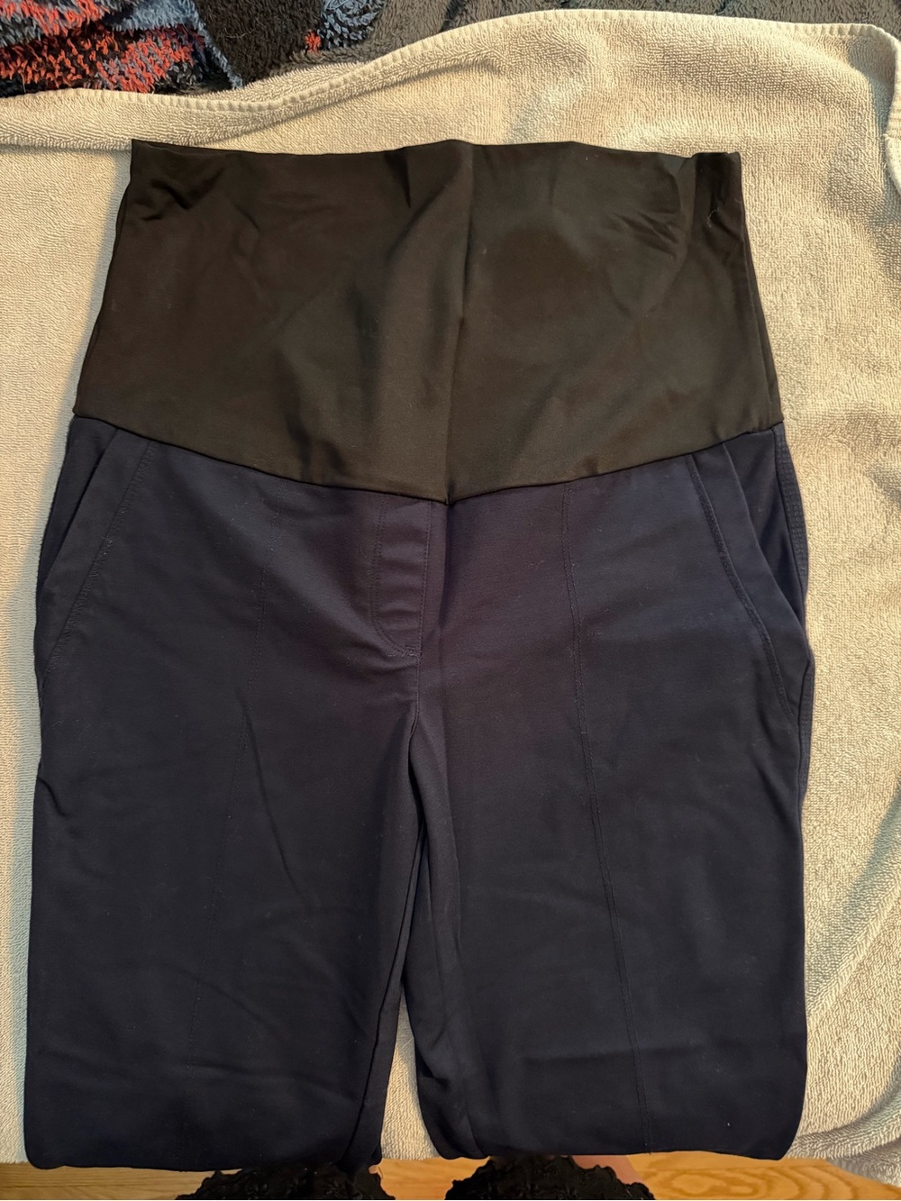 Tribal Navy Ankle Pants with Black Waist Panel - Picture 5 of 7